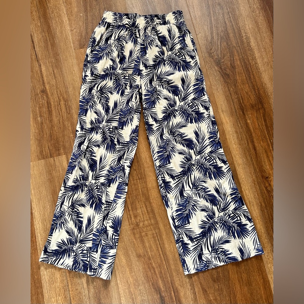 Panama Jack linen blend cropped wide leg pants size xs